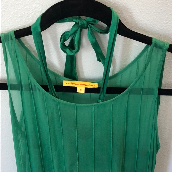 Emerald green chiffon dress - Picture 4 of 8